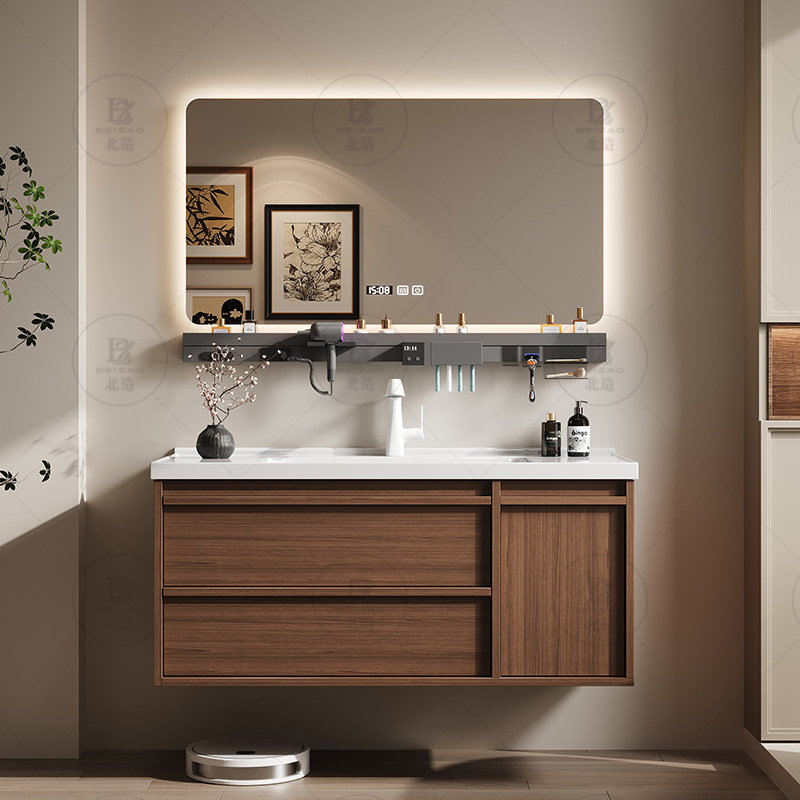 Luxury Skincare & Spa - Luxuriöser Holzschrank mit Schubladen, Spiegel, Papier-