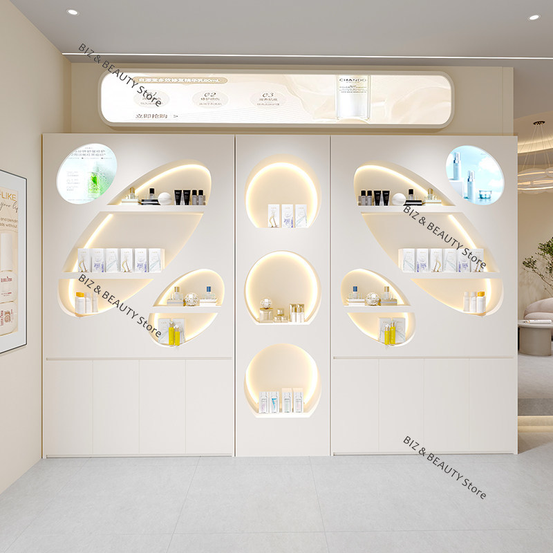 High Luxury Skincare - Hochglanz-Lackierter Schönheitssalon-Vitrinenschrank Luxuriöser Großraumiger Hautpflege-Aufbewahrungsschrank Kosmetik-Produktpräsentationsständer